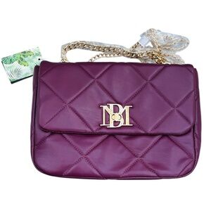 Badgley Mischka NWT Quilted Plum Shoulder Bag with Gold Chain